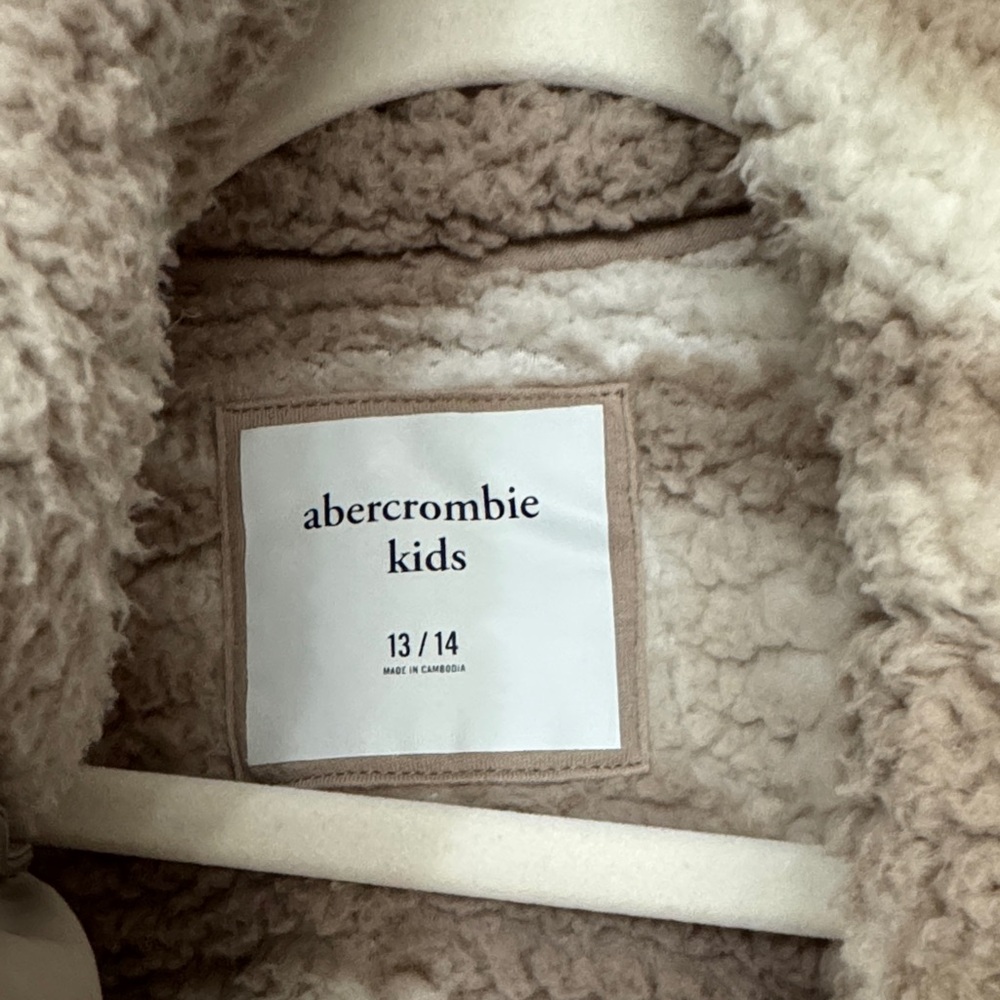 Abercrombie Kids Cozy Sherpa Jacket - Brown and Cream - Picture 2 of 4